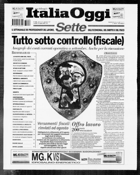 Italia oggi : quotidiano di economia finanza e politica